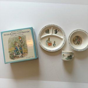 3 Piece Beatrix Potter Melamine Dish Set Peter Rabbit and Friends 1991